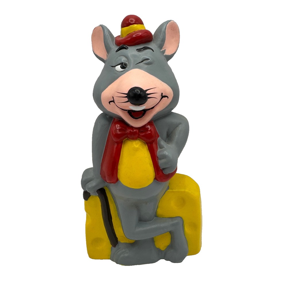 Vintage 80s Chuck E. Cheese Plastic Coin Bank Winking Mouse & Cane With Stopper